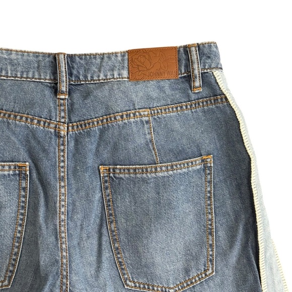 Johnny Was Blanket Stitch Wide Leg Jeans Relaxed Fit Denim Blue Size 28 - Picture 6 of 9